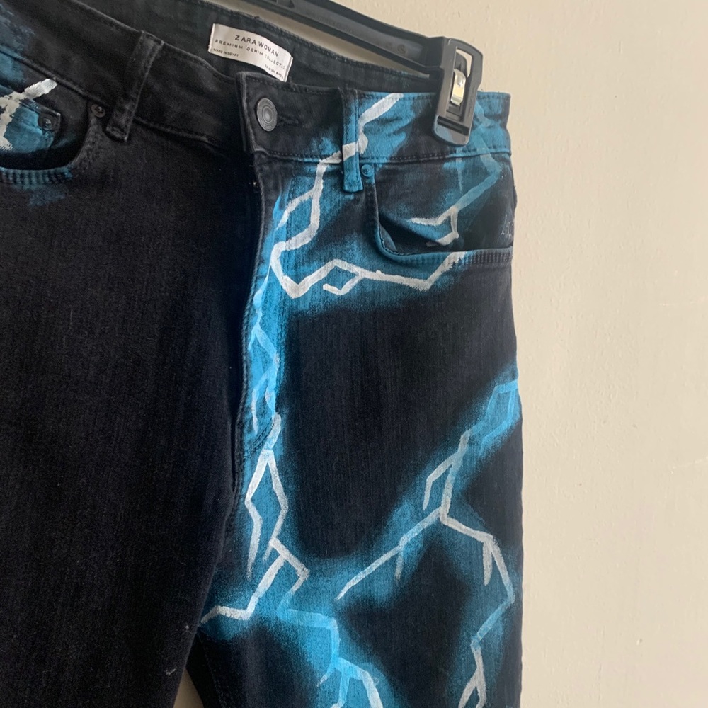 Hand Painted Lightning Jeans